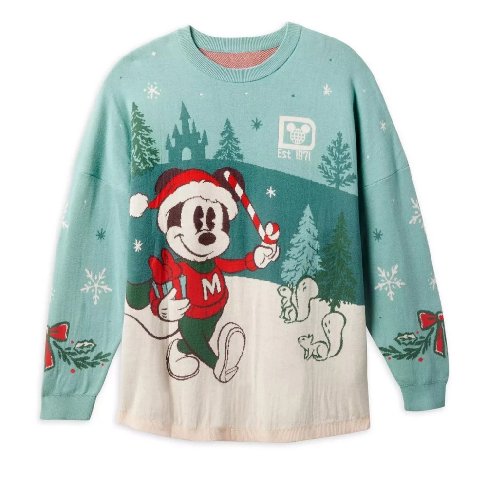 Disney Spirit Jersey Holiday Mickey Mouse XXL Green Knit Christmas Sweater WDW
